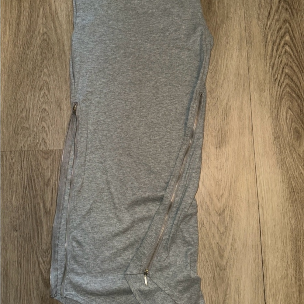 Gray Sleeveless Dress with Zipper Accents